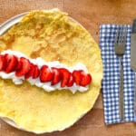 sourdough crepes with strawberries and whipped cream
