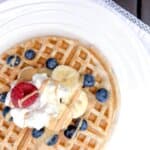 sourdough waffle with toppings