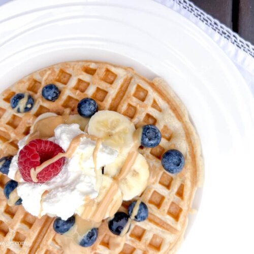 sourdough waffle with toppings