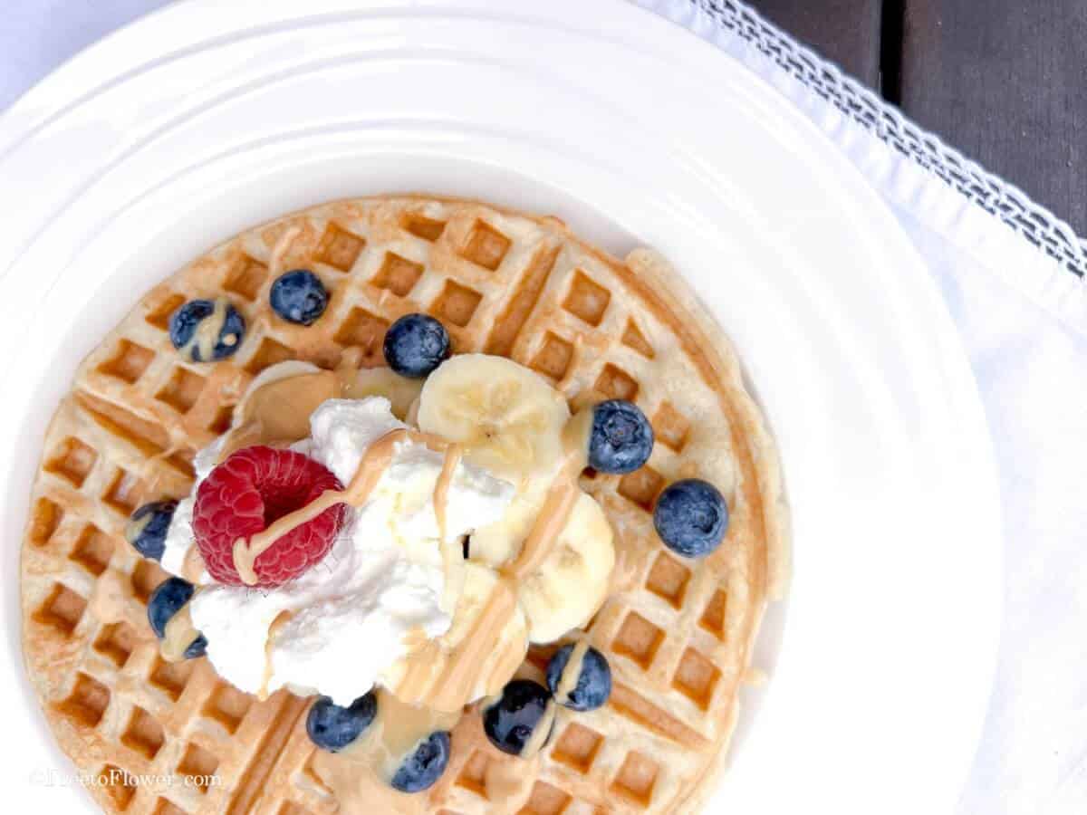 sourdough waffle with toppings