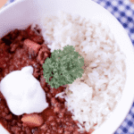 bowl of chili and rice