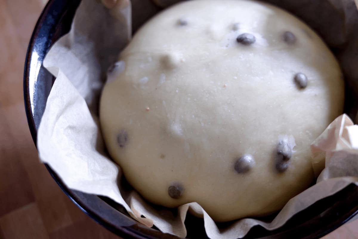sweet easter bread dough that has risen
