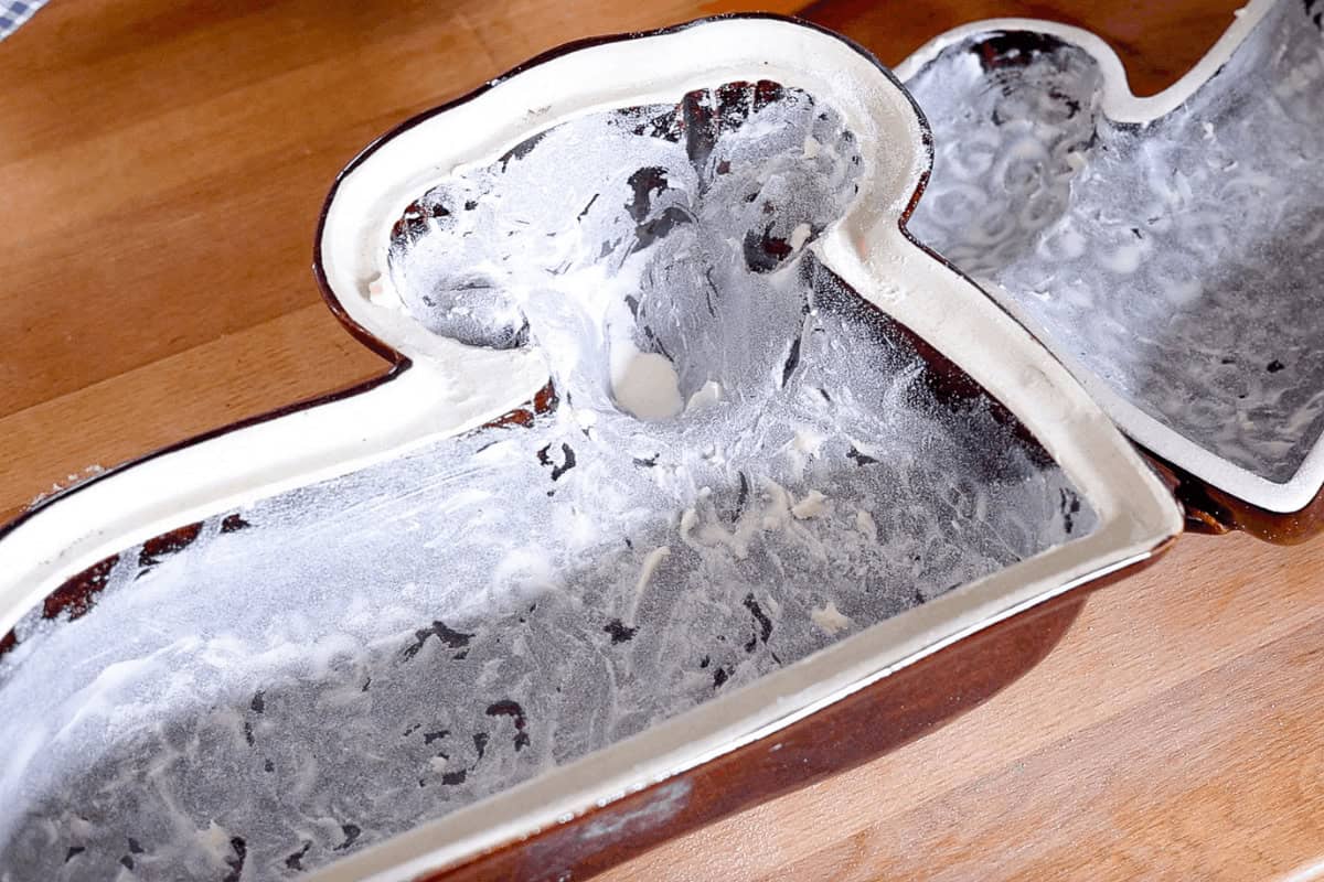 lamb cake mold rubbed with butter