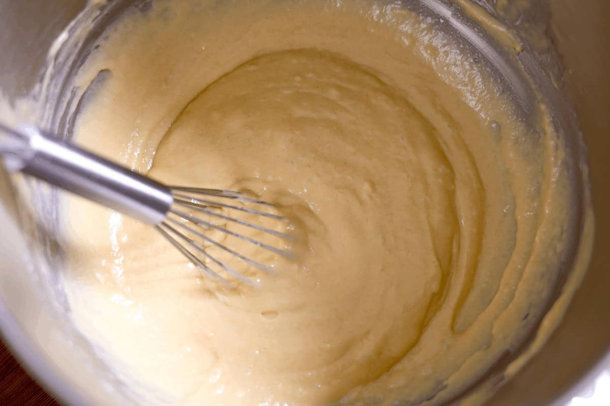 dry and wet ingredients mixed together