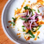 poached eggs with yogurt