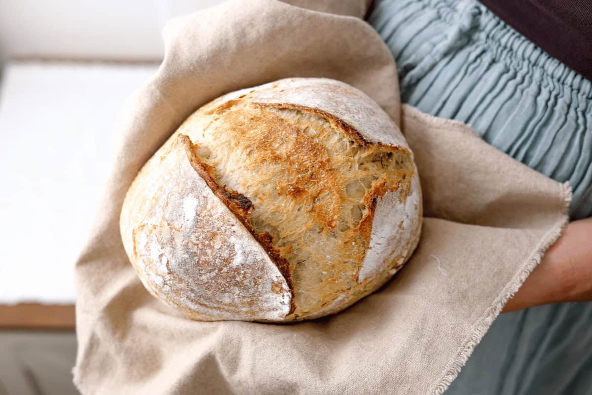 baked sourdough dandelion bread