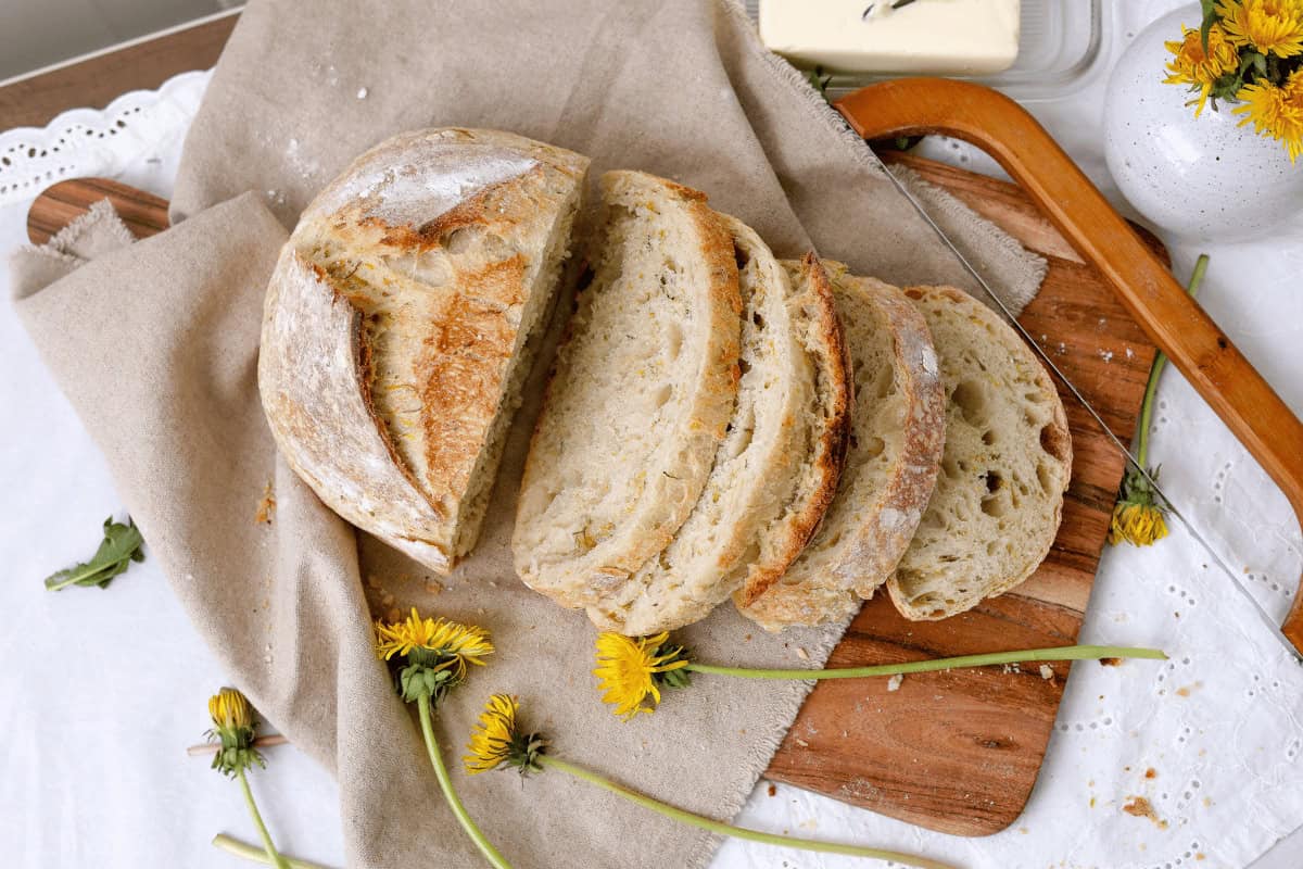 slices of dandelion bread