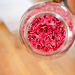 dry roses in a jar