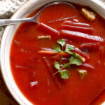 top view of borscht soup