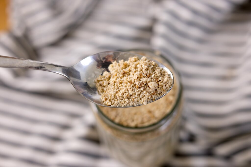 scooped crumbs in a jar