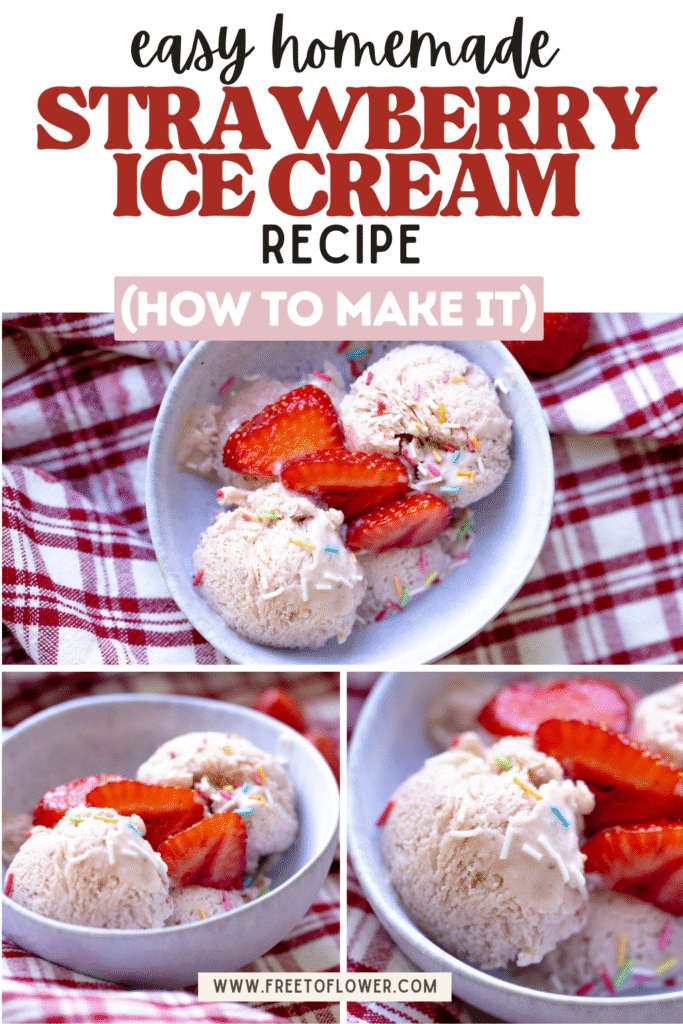 easy homemade strawberry ice cream pinterest image