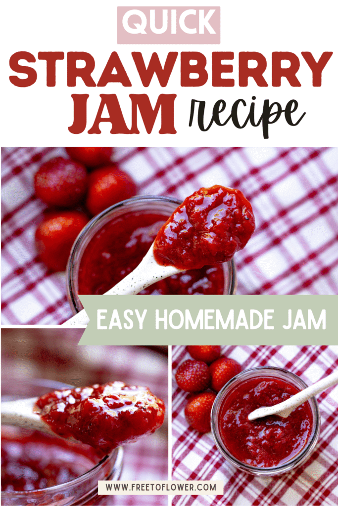 quick strawberry jam recipe pin image