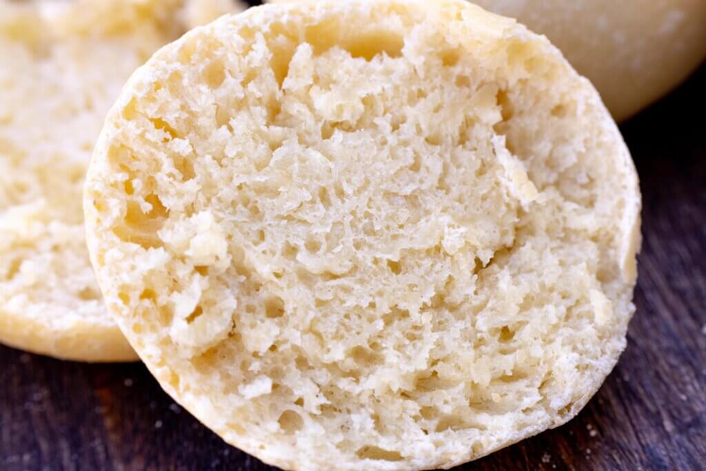 a muffin cut in a half
