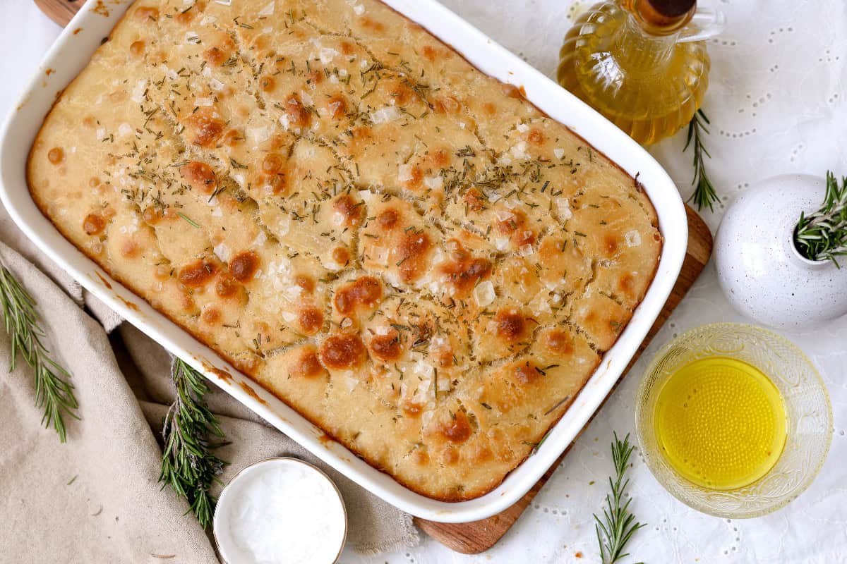 baked sourdough focaccia