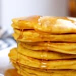sourdough pumpkin pancakes with syrup