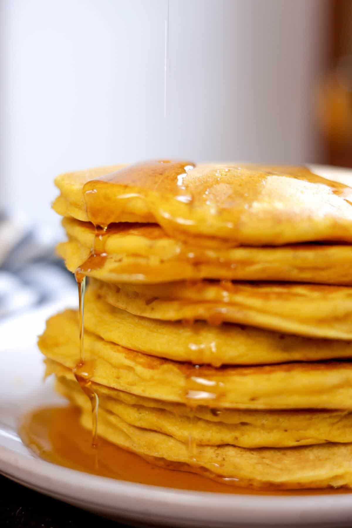 sourdough pumpkin pancakes with syrup