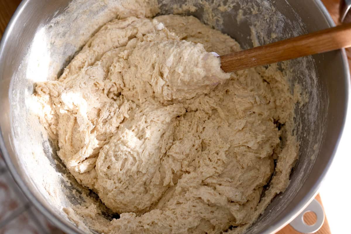 mixed wet and dry ingredients to make muffin batter