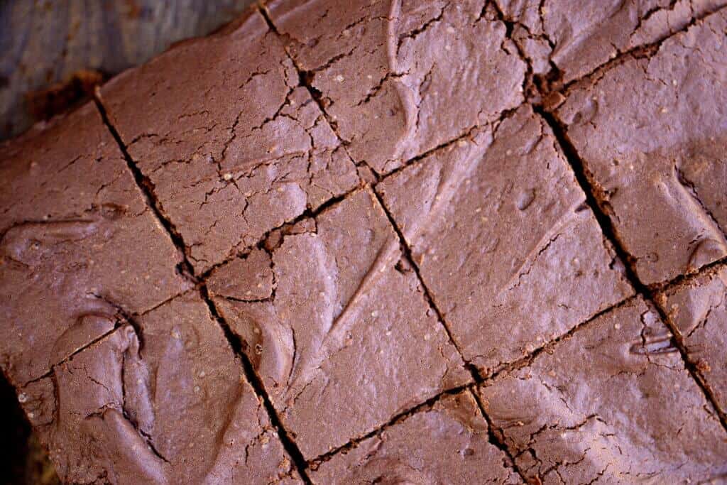 a close up view of sourdough brownies