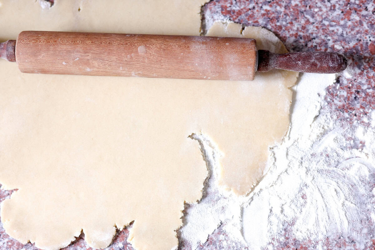 rolled dough with a rolling pin