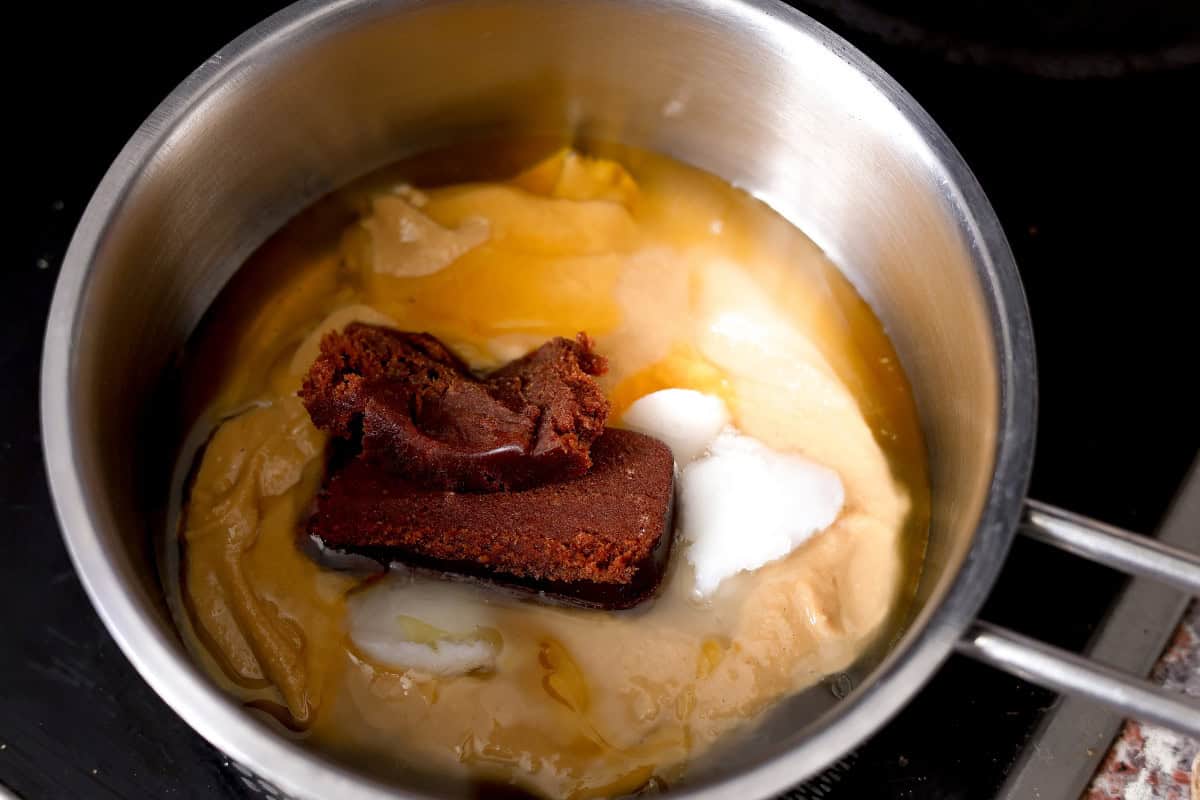 warming up the combined wet ingredients