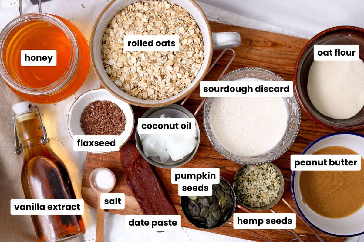 ingredients for making sourdough granola bars