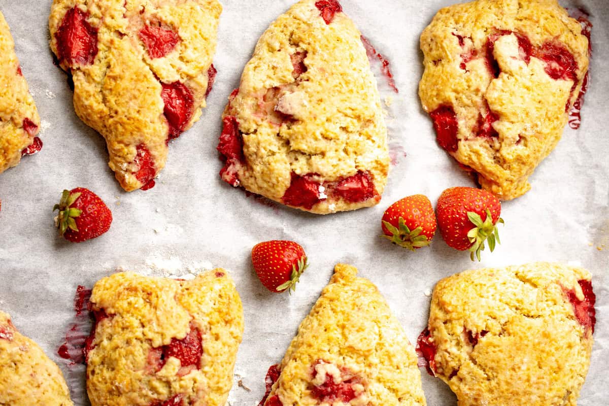 baked sourdough strawberry scones